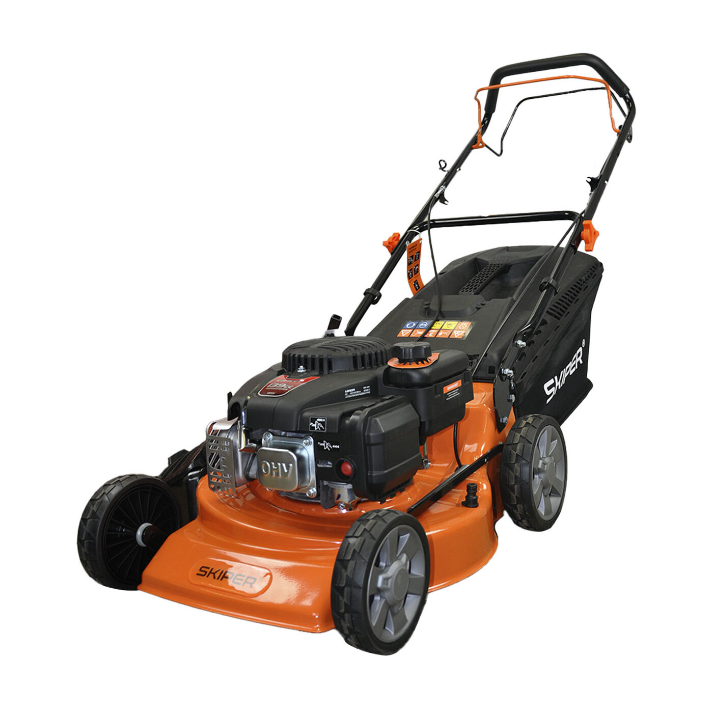 Газонокосилка бензиновая SKIPER GW463S (46 см, самох, Loncin 4лс, стал.дека, тр-сб.70 л, мульчиров)