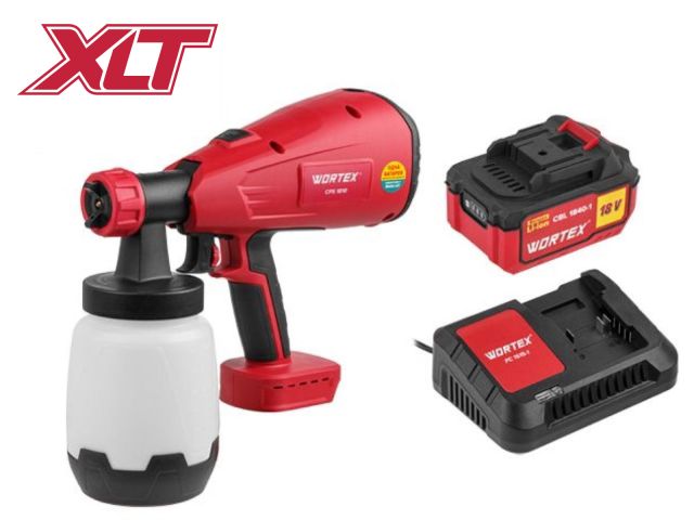Аккум. краскораспылитель WORTEX CPS 1810 в кор. ALL1 МЕГА АКЦИЯ 18В, 1 акк., 4 Ач, 700 мл/мин, 1 л б (18 В, 1 акк., 4 Ач, ЗУ, 700 мл/мин, 1 л бак, 2.6