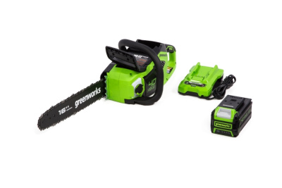 Цепная пила аккумуляторная Greenworks 40V GD40CS18K2 (1хАКБ 2Ач и ЗУ) 40см