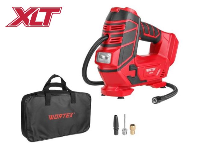 Аккум. компрессор WORTEX CTI 1811 в кор. ALL1 SOLO 18 В, 11 бар, 12 л/мин (160 PSI / 1100 кПа, цифровой манометр, 600 мм шланг, подсветка)