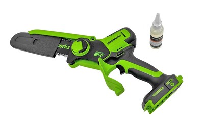 Цепная мини пила аккумуляторная Greenworks 24V GD24CSMNX (1хАКБ 2Ач и ЗУ) 15см