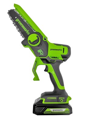 Цепная мини пила аккумуляторная Greenworks 24V GD24CSMNX (1хАКБ 2Ач и ЗУ) 15см