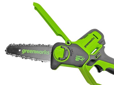 Цепная мини пила аккумуляторная Greenworks 24V GD24CSMNX (1хАКБ 2Ач и ЗУ) 15см