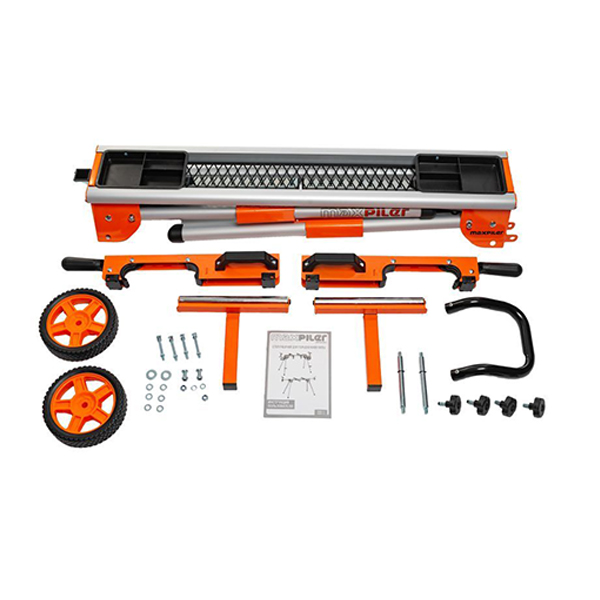 Стол рабочий для торцовочной пилы,алюм., универс, склад, легкий, рег.длины, рукоять колеса