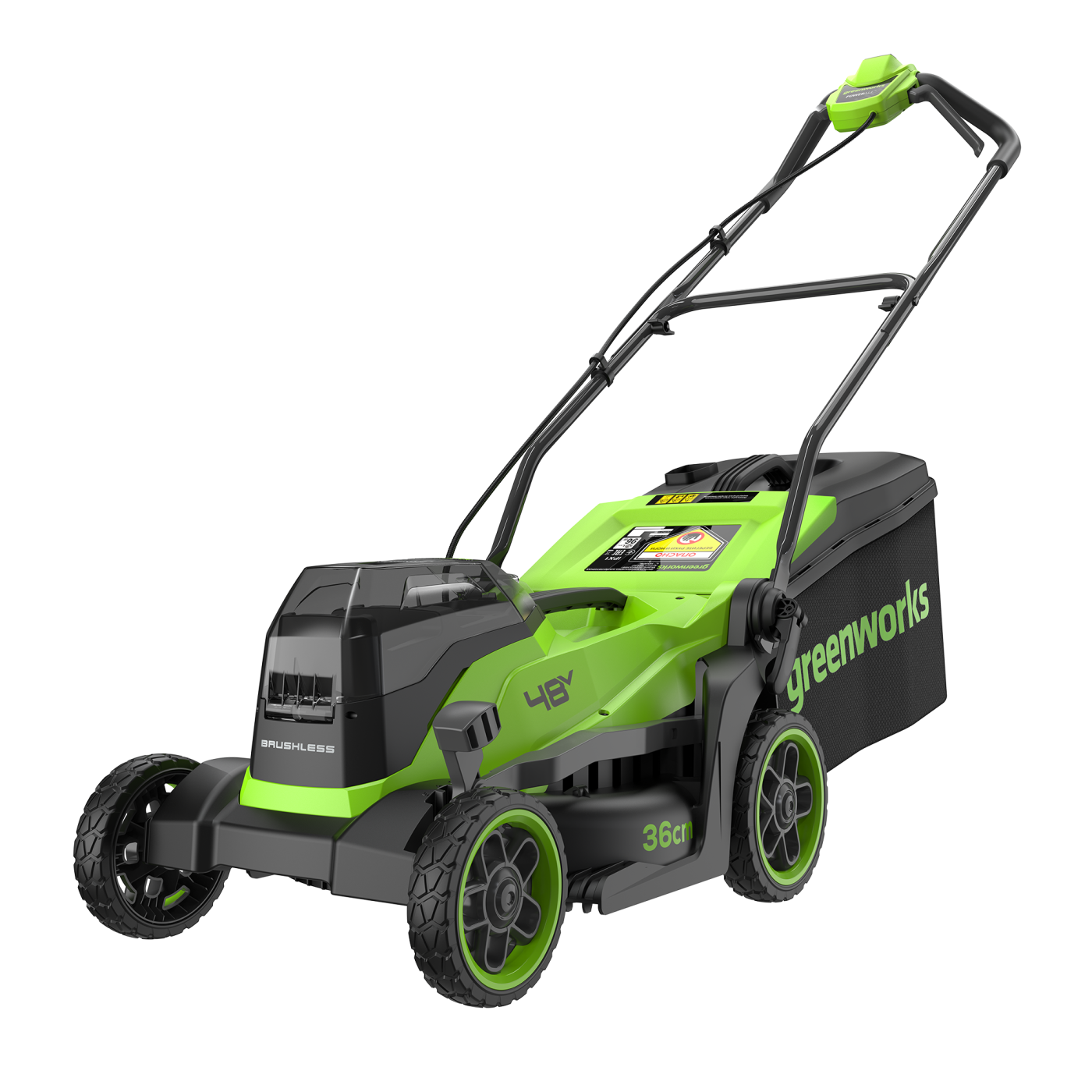 Газонокосилка аккумуляторная Greenworks 24V*2 GD24X2LM361 (2хАКБ 4Ач и ЗУ) 36 см б/щ
