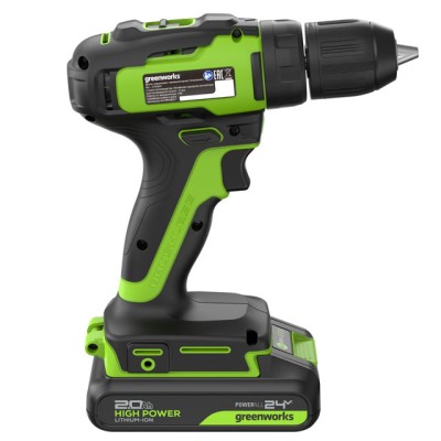 Дрель-шуруповерт аккумуляторная Greenworks 24V GD24DD35 (1x2Ач, ЗУ ,кор) 29/35Нм, б/щет