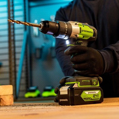 Дрель-шуруповерт ударная аккумуляторная 24V Greenworks GD24DD60 (1х4Ач, ЗУ, кор) 30/60Нм, б/щет