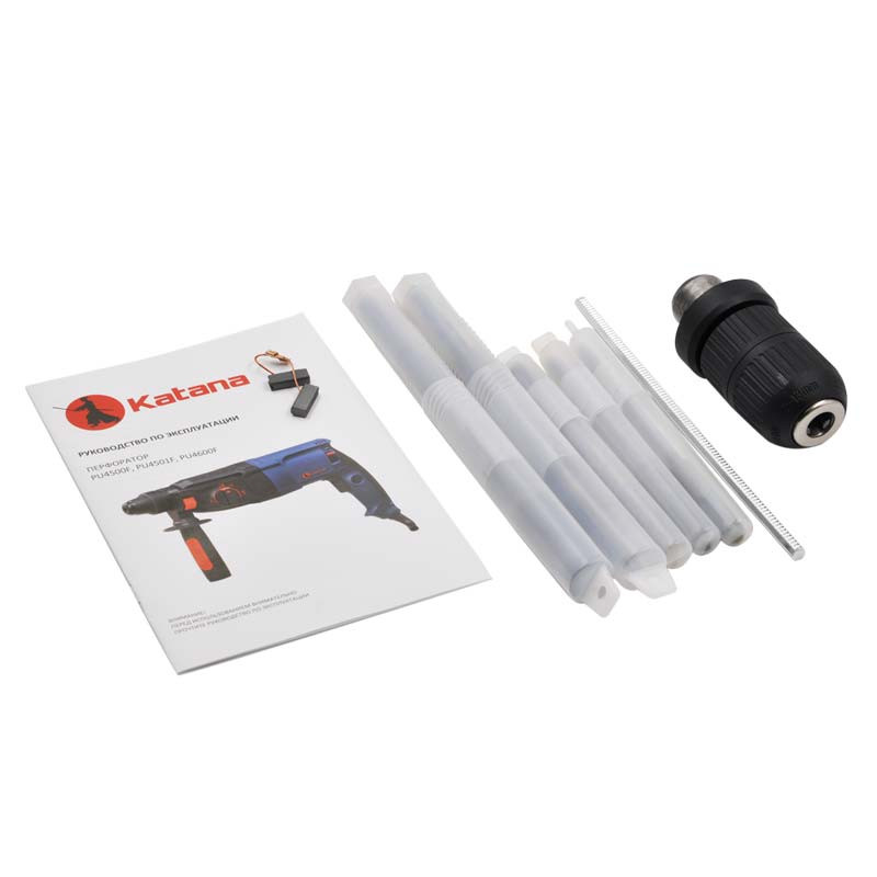 Перфоратор KATANA PU4501F в чем.(2 зуб.,3 сверла,950 Вт,3.2 Дж,3 реж,SDS-plus, быстр.БЗП в компл)
