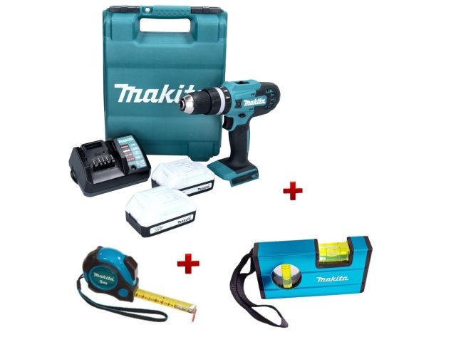 Аккум. дрель-шуруповерт MAKITA HP 488 DWAE в чем. + АКЦИЯ рулетка и пузырьковй уровень в подарок_2