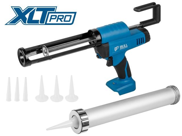 Аккум. пистолет для герметика BULL CG 1860 SOLO, 300/600 мл, 2500 Н, 8,3 мм/с, рег. скор. (защита от вытекания, 2 кг)