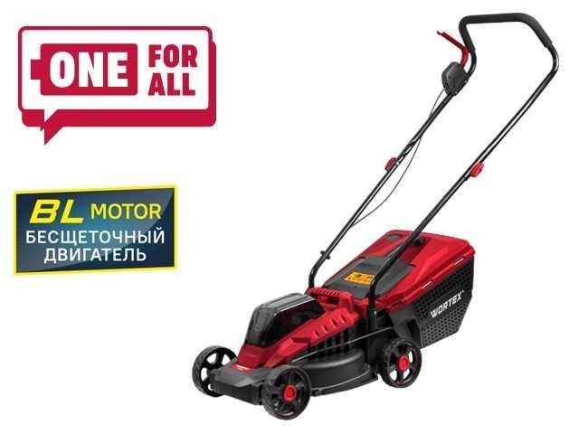 Газонокосилка аккумуляторная WORTEX CLM 3336 в кор. ALL1 XLT SOLO БЕСЩЁТ.ДВИГ., 18В+18В, шир.330 мм (БЕЗ АКБ И ЗУ, выс. 30-75 мм, травосборник 30 л)
