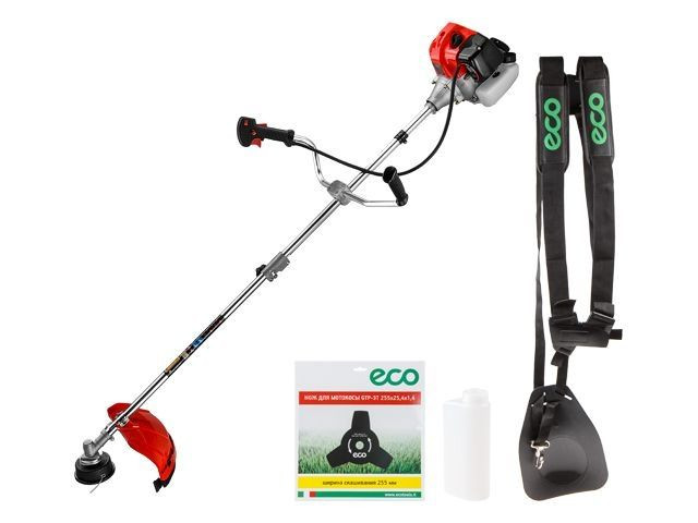 Мотокоса ECO GTP-250S Power с разборной штангой (2.5 кВт, 3.4 л.с., 52.0 см3, лёгкий запуск, разборная штанга, нож 3Т, ремень двухлямочный, вес 7.8 к)