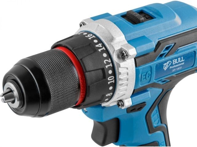 Аккум. дрель-шуруповерт BULL SR 1803 в чем. БЕСЩЕТ., 18 В, 50 Н*м, 2*2 А*ч акб, БЗП 10 мм