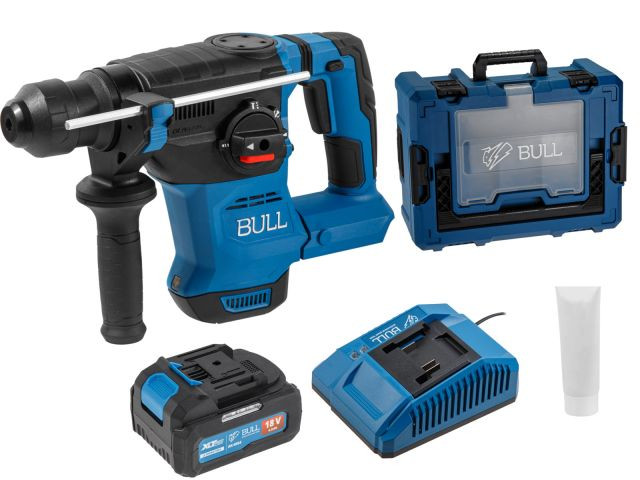 Аккум. перфоратор BULL CBH 1826 Xcase, XLTpro, БЕСЩЕТ., 18 В, 2.6 Дж, 26 мм, 1x4 А*ч, з/у