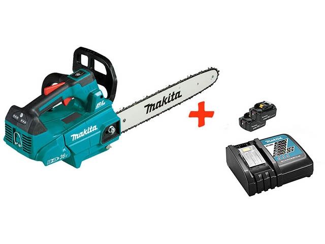 Аккум. пила цепная MAKITA DUC 356 Z шина 35 см (14"), 3/8,1.1 мм + АКЦИЯ (2 аккум и зар) со сктдкой