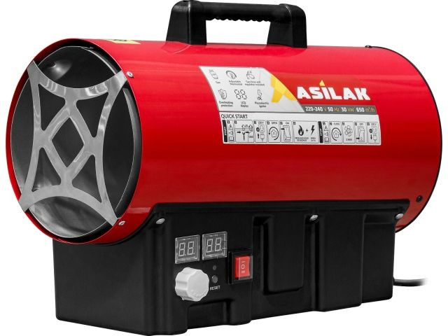 Нагреватель воздуха газовый ASILAK SLG-30000T прям., 30 кВт, термостат, переносной (Мощность 30кВт, Производительность 650 м3/ч, Тип газа: Пропан, Тер