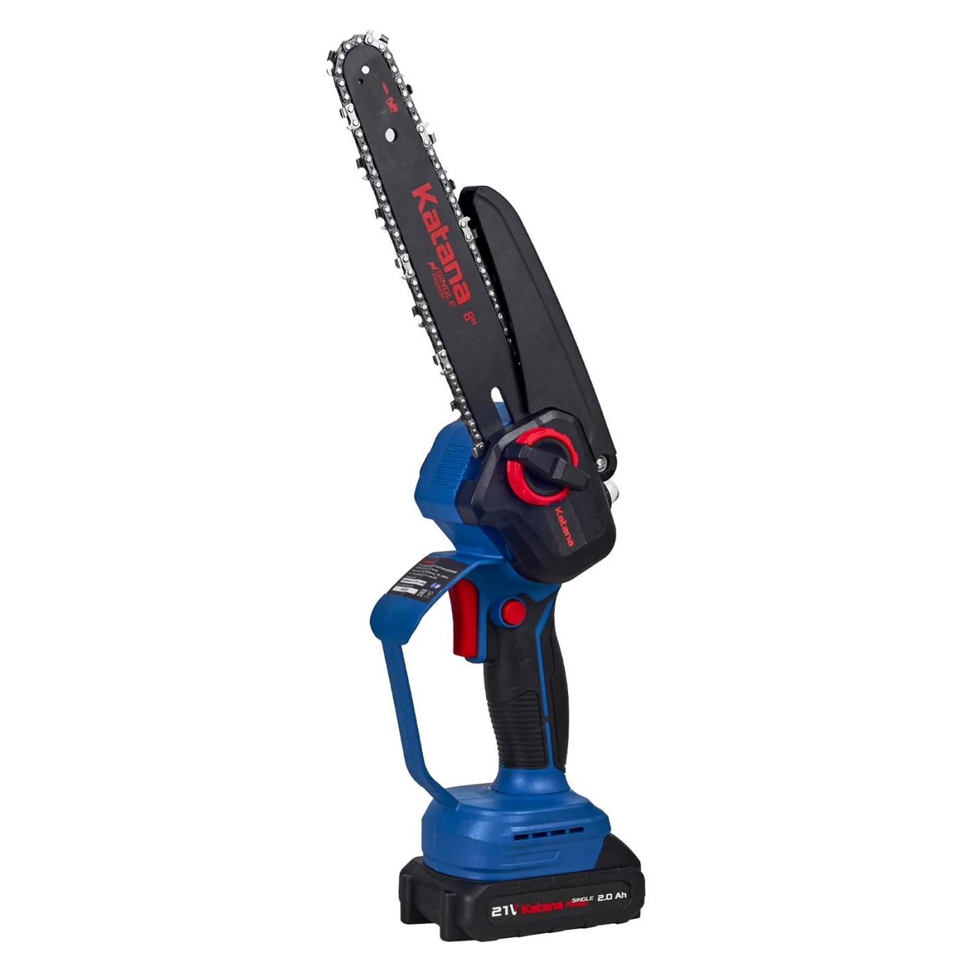 Пила цепная аккумуляторная KATANA AP3210PRO(21В,2x2Ач,бесщёт.,шина20см,защ.кож.,смазка цепи,бесключ.,кейс)