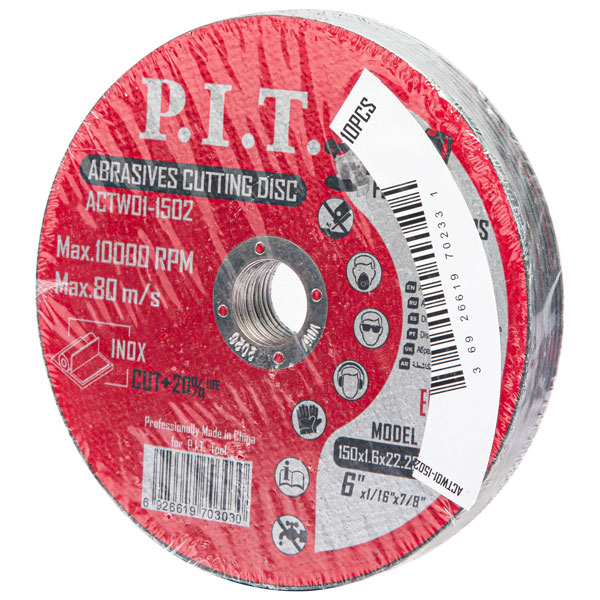 Диск отрезной по металлу P.I.T. 150x22,2x1,6 мм 20 шт в уп.