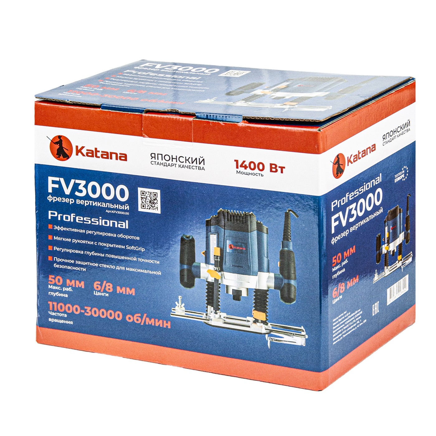 Фрезер вертикальный KATANA FV3000 (1400 Вт, 11000-30000 об/м,ход фрезы 50мм,цанга 6/8мм)