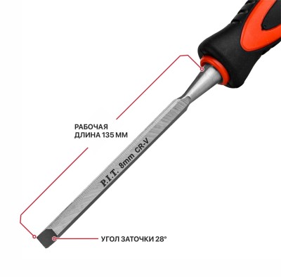 Набор стамесок по дереву плоские P.I.T. CONTROL HSET02-0004,4 шт., 6-12-18-24 мм, 265х135мм