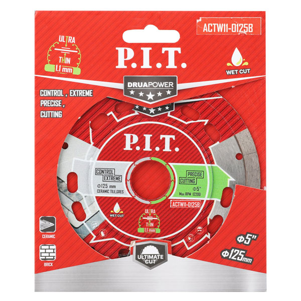 Диск алмазный отрезной ультратонкий P.I.T. DRUA ACTW11-0125B (125х22,2х1,1мм,сухой/мокрый рез)