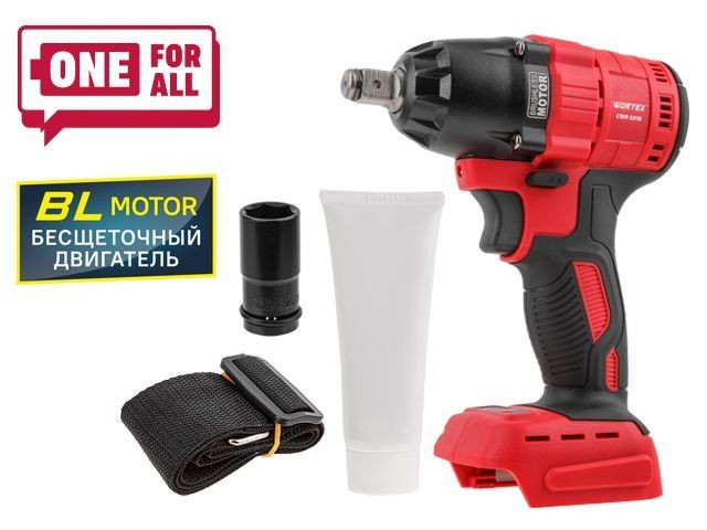Аккум. ударный гайковерт WORTEX CWR 0318 в кор. ALL1 SOLO БЕСЩЕТ., 18 В, 310 Н*м, 1/2