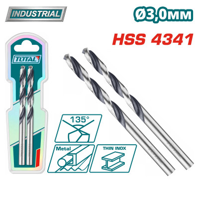 Сверло по металлу HSS 3 мм TOTAL TAC1200034 (2 шт)