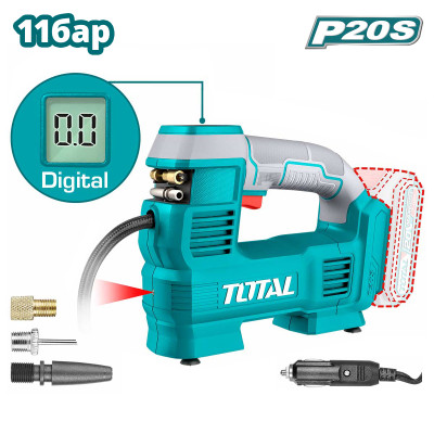 Компрессор автомобильный гибридный (акк. P20S или 12в) TOTAL TACLI2012