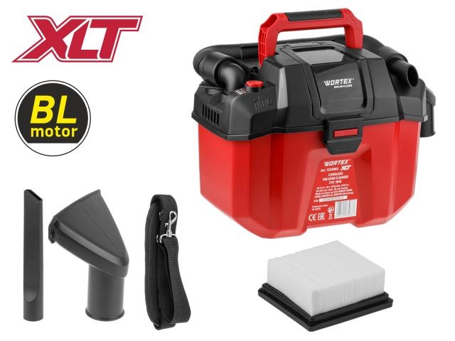 Аккум. пылесос WORTEX CVC 1815 в кор. ALL1 XLT SOLO БЕСЩЁТ., 18 В, 9-15 кПа, 10 л, строительный