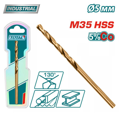 Сверло по металлу M35 HSS-CO 5мм TOTAL TAC11205001