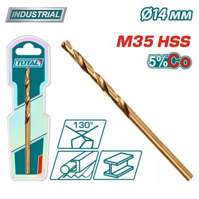 Сверло по металлу M35 HSS-CO 14мм TOTAL TAC11214001