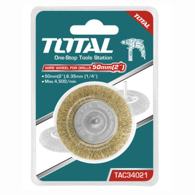 Щетка проволочная дисковая 50 мм TOTAL TAC34021