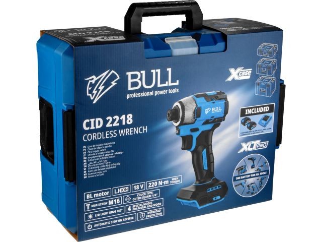 Аккум. ударный гайковерт/винтоверт BULL CID 2218 в чем. XLTpro, SET, БЕСЩЕТ., 18 В, 220 Н*м, 1х4 А*ч