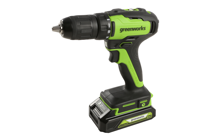 Дрель-шуруповерт аккумуляторная Greenworks 24V GD24DD35K2 (1хАКБ 2Ач и ЗУ) 35НМ в кейсе