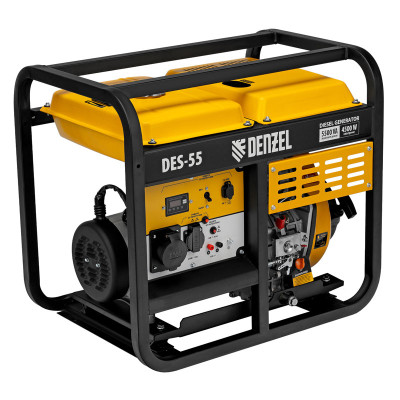 Генератор дизельный DES-55, 5,5 кВт, 230 В, 11 л, ручной стартер// Denzel