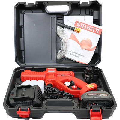 Аккумуляторная мойка высокого давления (кейс, 1 аккум. 4,0Ач, ЗУ 4А), 18В, макс. расход 4,9 л/мин, давление 40 бар, бещет. двигатель