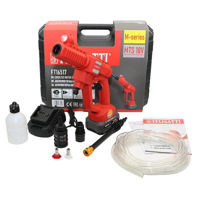 Аккумуляторная мойка высокого давления (кейс, 1 аккум. 4,0Ач, ЗУ 4А), 18В, макс. расход 4,9 л/мин, давление 40 бар, бещет. двигатель