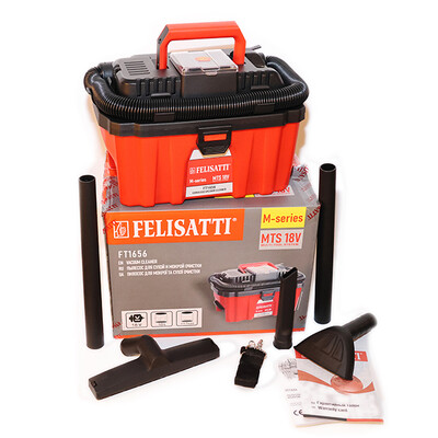 Аккумуляторный пылесос (картон, без аккум.), 18 В, 14А, бак 10 л, 15 мбар, бесщеточный двигатель