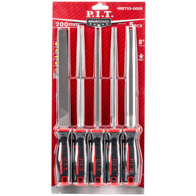 Набор напильников P.I.T. HSET03-0005 (5шт, №2, 300/200 мм, перекрестная насечка, двухкомп. рукоятка)