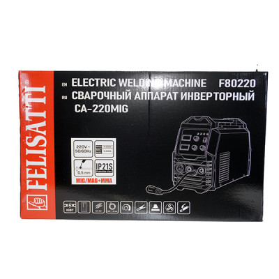 Сварочный аппарат инверторный, 20-220А,потр. 55,7 А /6100 Вт, ММА 20,8-27,2 В, 0,8-1,2 мм