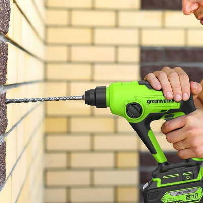 Перфоратор аккумуляторный Greenworks 24V GD24SDS1K2 (1хАКБ 2Ач и ЗУ) 1.2Дж