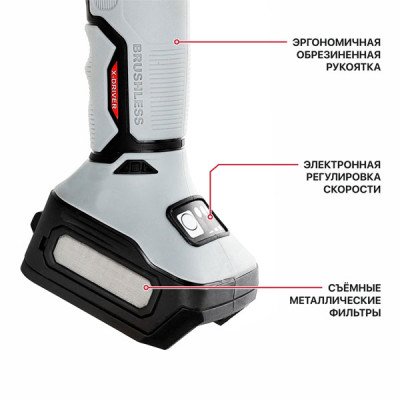 Шлифмашина угловая аккум. бесщёточная P.I.T. SOLO 20 В, 125 мм, 3 ск, 4500/6500/8500 об/мин