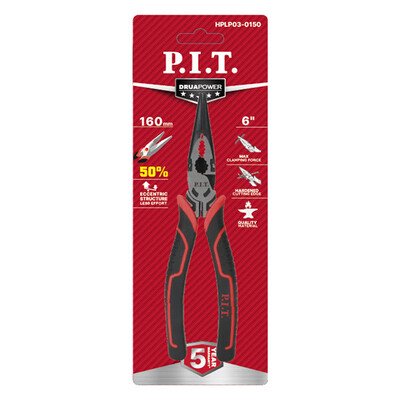 Длинногубцы прямые усиленные P.I.T. DRUA HPLP03-0150, 150 мм, шарнир с эксцентриком