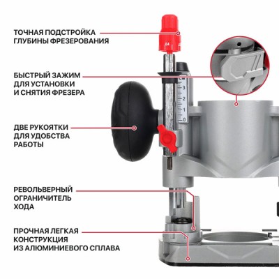 База погружная для кромочного фрезера P.I.T., для PER20H-6A, 2 рукоятки, рег.глубины