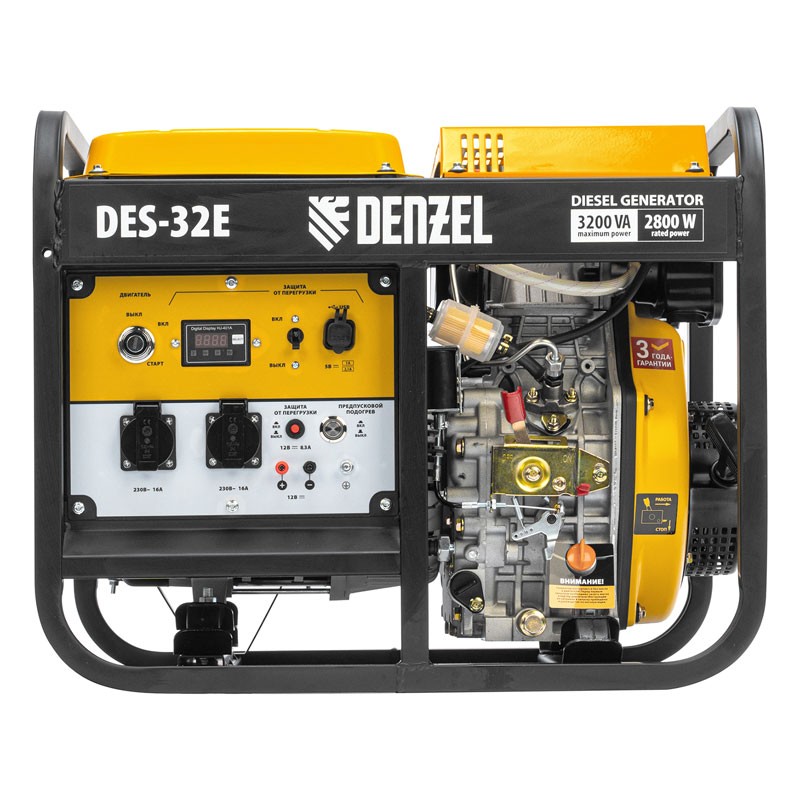 Генератор дизельный DES-32E, 3,2 кВт, 230 В, 11 л, электростартер// Denzel