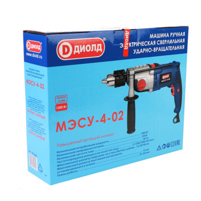 Машина ручная электрическая сверлильная ударно-вращательная, 1200 Вт., 220 В., 50 Гц., 16мм.