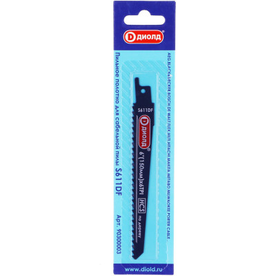 Пильное полотно для сабельной пилы по дереву, S611DF, HCS, 6 TPI, 150мм 1,2мм, ДИОЛД