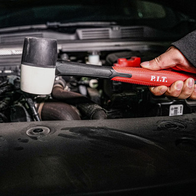 Киянка резиновая с фиберглассовой рукояткой, 450 г, черно-белая, двухкомп. рук.