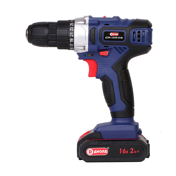 Дрель-шуруповерт ручная электрическая аккумуляторная, 16 В, 0-350/0-1200 об/мин, 38 Нм