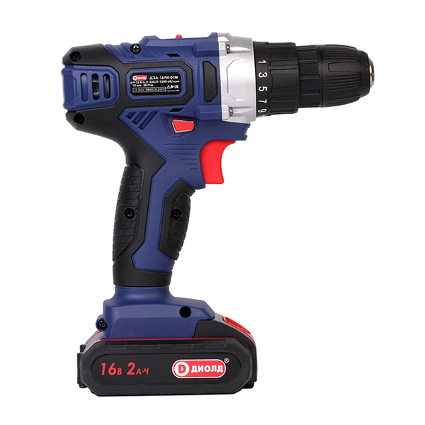 Дрель-шуруповерт ручная электрическая аккумуляторная, 16 В, 0-350/0-1200 об/мин, 38 Нм
